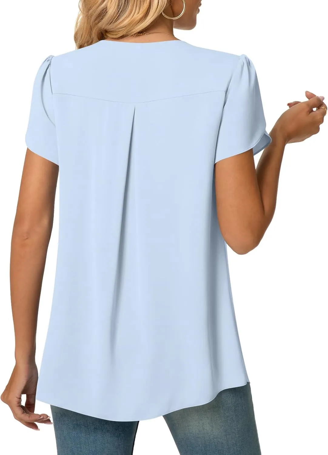 Anyally Women's Plus Size Summer Tunic Tops Dressy Casual Chiffon Blouses Short Sleeve T-Shirts for Leggings