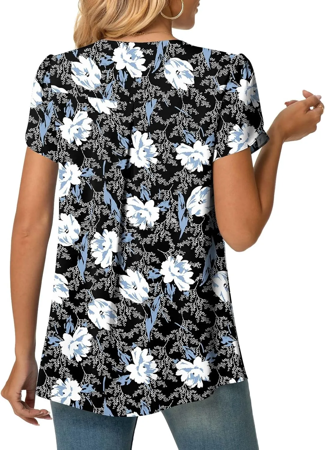 Anyally Women's Plus Size Summer Tunic Tops Dressy Casual Chiffon Blouses Short Sleeve T-Shirts for Leggings