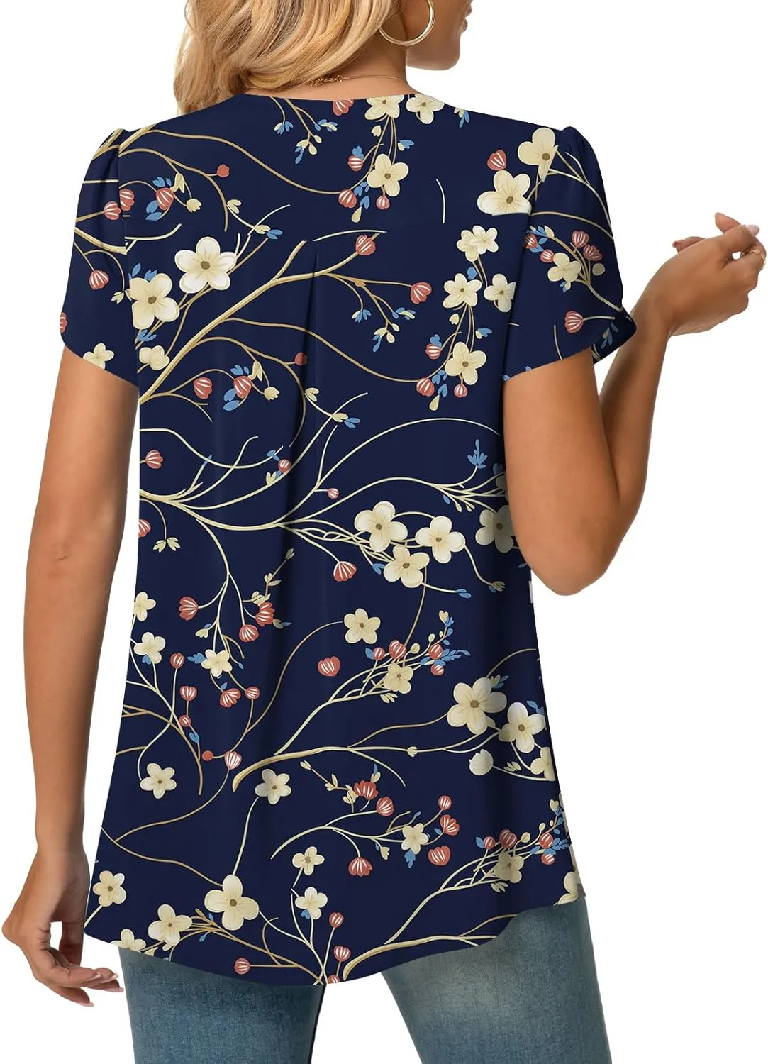 Anyally Women's Plus Size Summer Tunic Tops Dressy Casual Chiffon Blouses Short Sleeve T-Shirts for Leggings