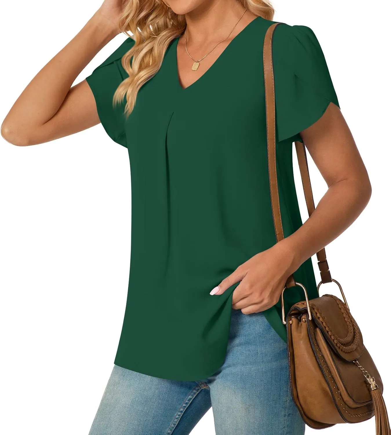 Anyally Women's Plus Size Summer Tunic Tops Dressy Casual Chiffon Blouses Short Sleeve T-Shirts for Leggings