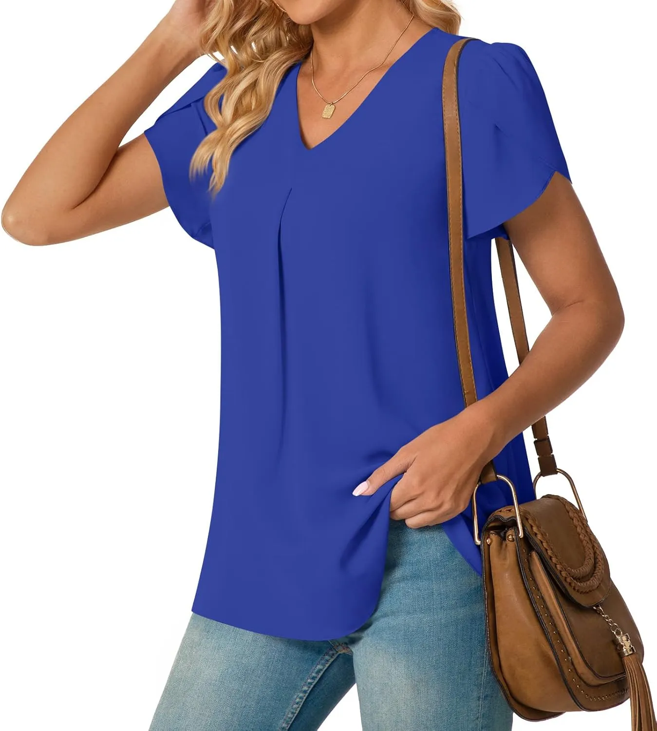 Anyally Women's Plus Size Summer Tunic Tops Dressy Casual Chiffon Blouses Short Sleeve T-Shirts for Leggings