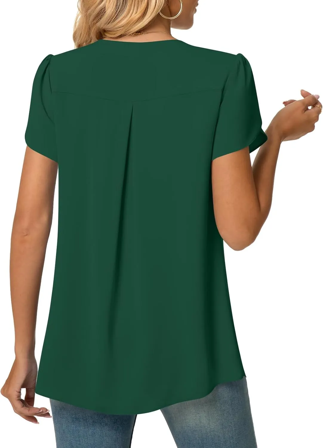 Anyally Women's Plus Size Summer Tunic Tops Dressy Casual Chiffon Blouses Short Sleeve T-Shirts for Leggings