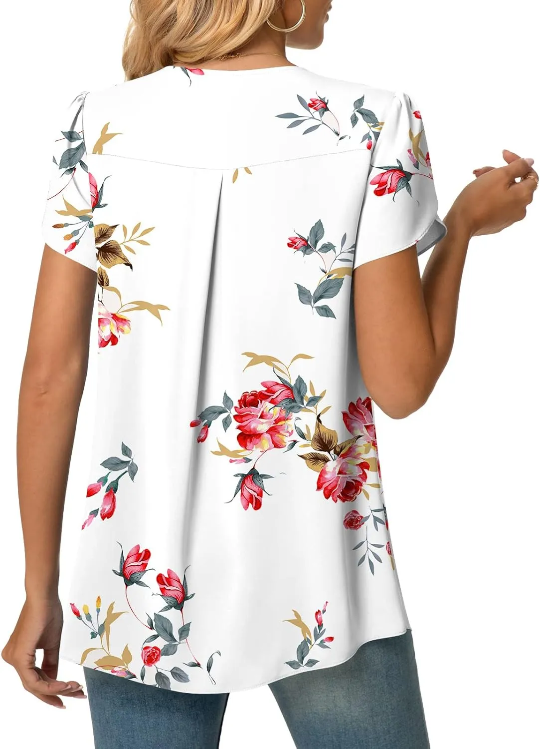Anyally Women's Plus Size Summer Tunic Tops Dressy Casual Chiffon Blouses Short Sleeve T-Shirts for Leggings
