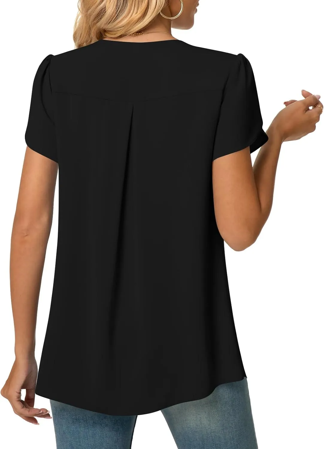 Anyally Women's Plus Size Summer Tunic Tops Dressy Casual Chiffon Blouses Short Sleeve T-Shirts for Leggings