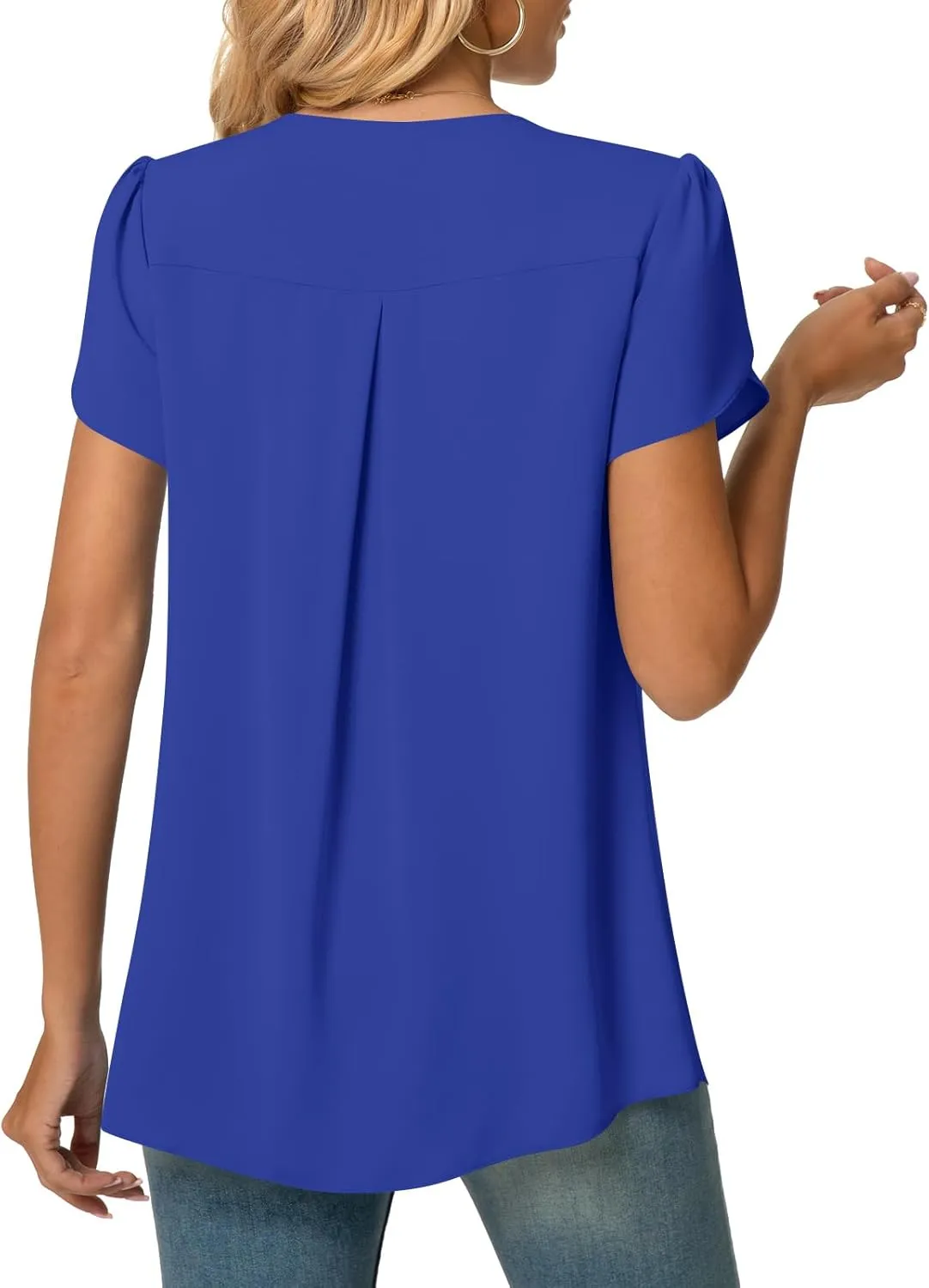 Anyally Women's Plus Size Summer Tunic Tops Dressy Casual Chiffon Blouses Short Sleeve T-Shirts for Leggings