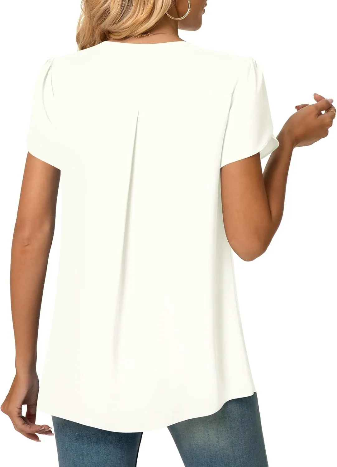 Anyally Women's Plus Size Summer Tunic Tops Dressy Casual Chiffon Blouses Short Sleeve T-Shirts for Leggings