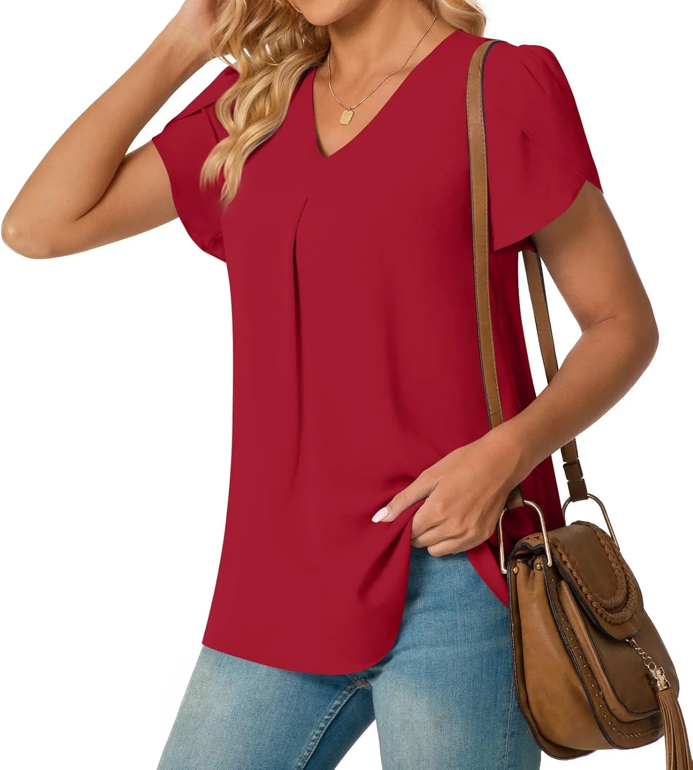 Anyally Women's Plus Size Summer Tunic Tops Dressy Casual Chiffon Blouses Short Sleeve T-Shirts for Leggings