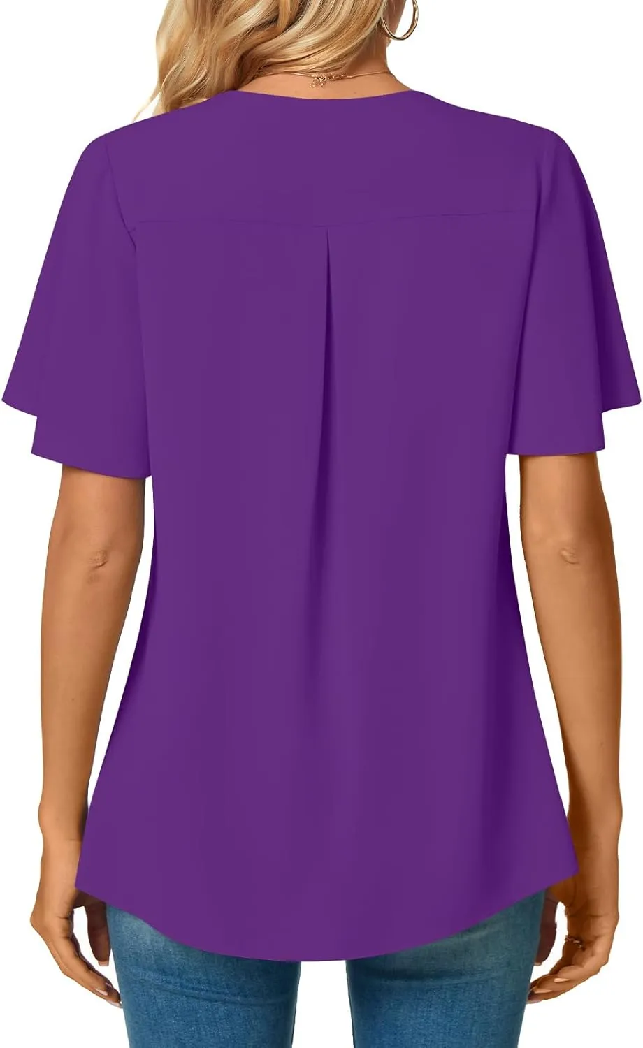 Anyally Womens Summer Dressy Chiffon Blouses V Neck 2025 Short Sleeve Tunic Tops for Leggings Casual T-Shirts
