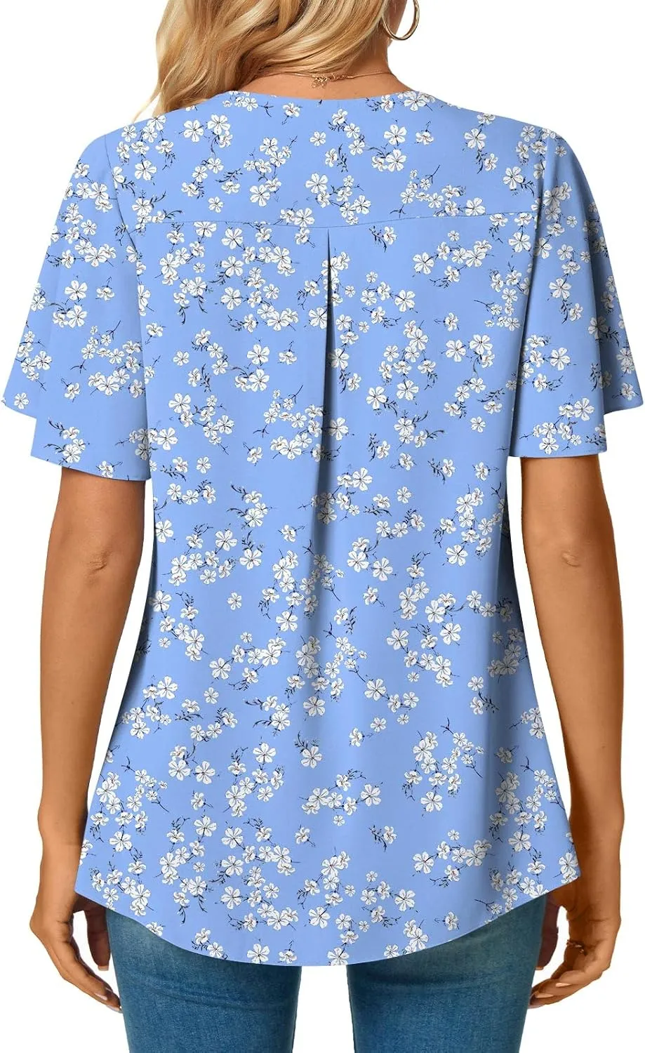 Anyally Womens Summer Dressy Chiffon Blouses V Neck 2025 Short Sleeve Tunic Tops for Leggings Casual T-Shirts