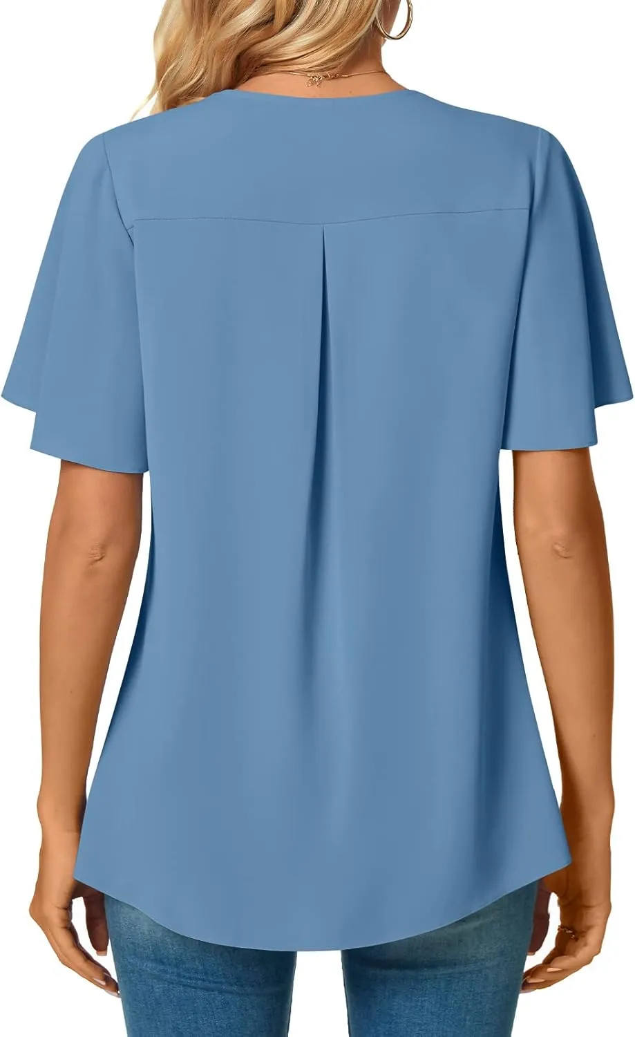 Anyally Womens Summer Dressy Chiffon Blouses V Neck 2025 Short Sleeve Tunic Tops for Leggings Casual T-Shirts