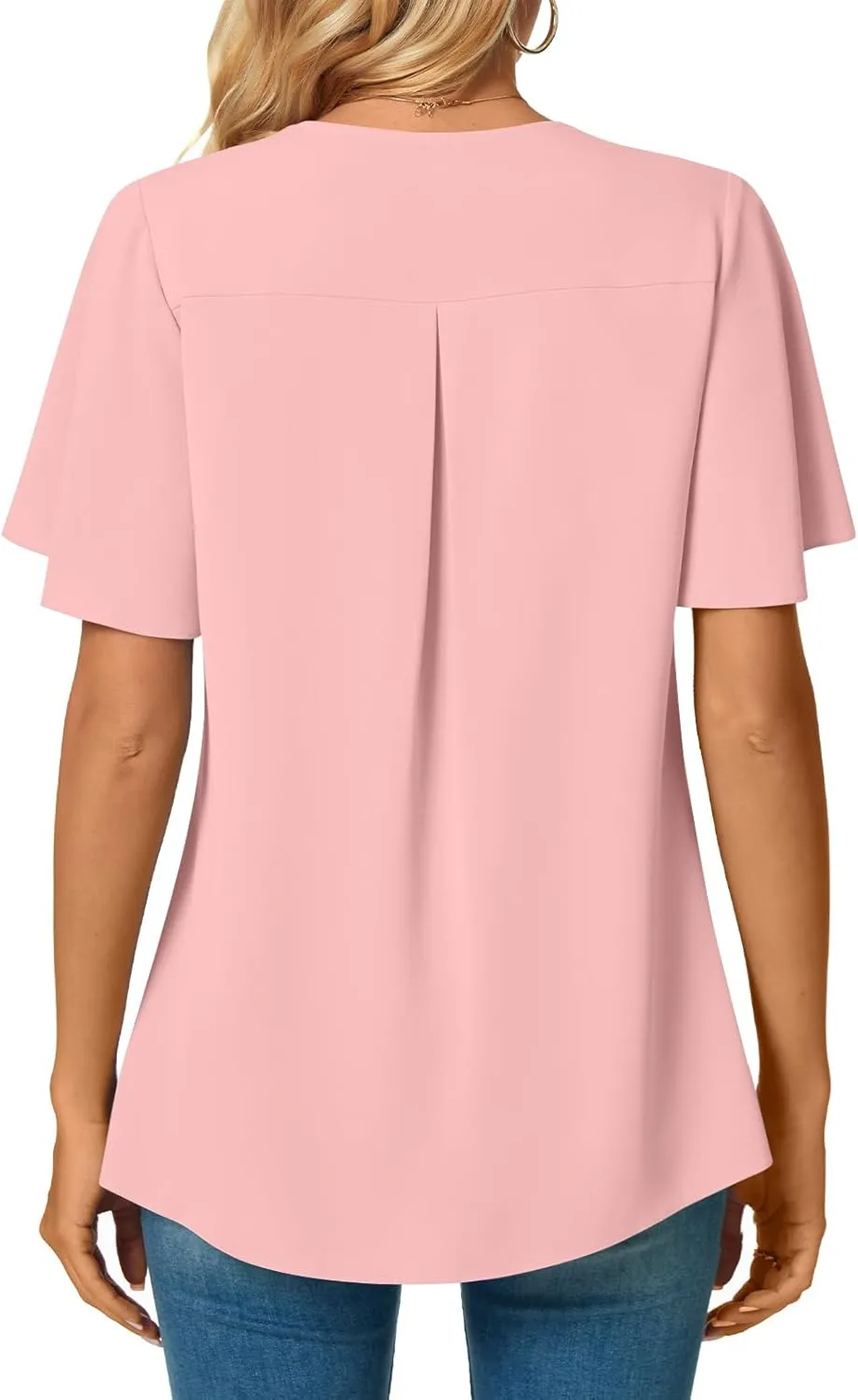 Anyally Womens Summer Dressy Chiffon Blouses V Neck 2025 Short Sleeve Tunic Tops for Leggings Casual T-Shirts