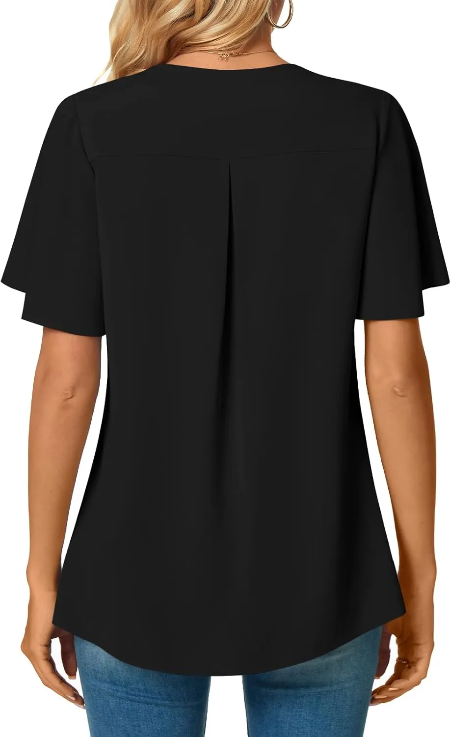 Anyally Womens Summer Dressy Chiffon Blouses V Neck 2025 Short Sleeve Tunic Tops for Leggings Casual T-Shirts