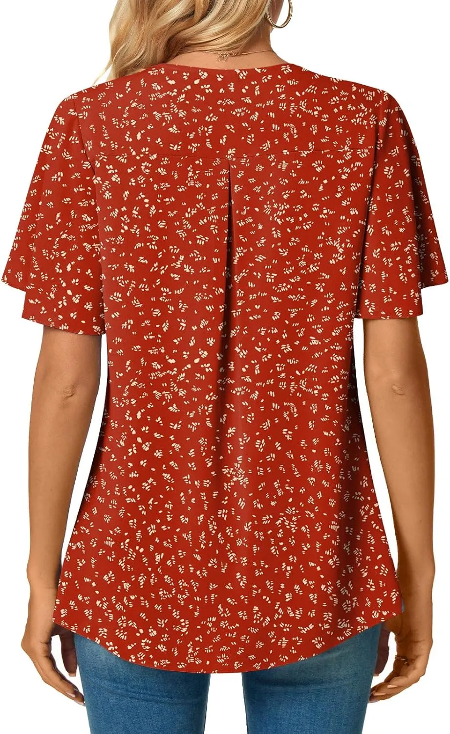 Anyally Womens Summer Dressy Chiffon Blouses V Neck 2025 Short Sleeve Tunic Tops for Leggings Casual T-Shirts