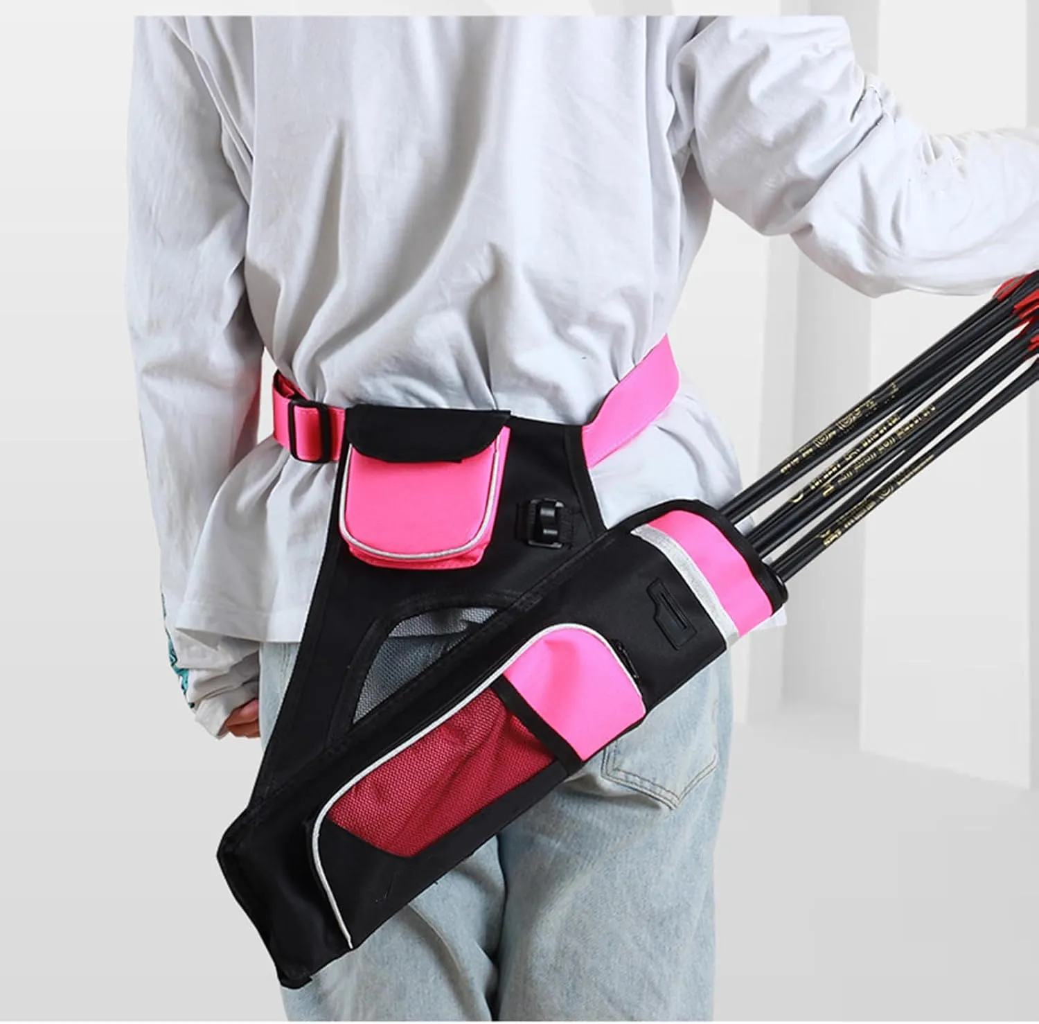 Archery Quiver Adjustable Includes 3 Pipe Holder Accessories Pocket Canvas Crossbody Bag Hanging Youth and Adults