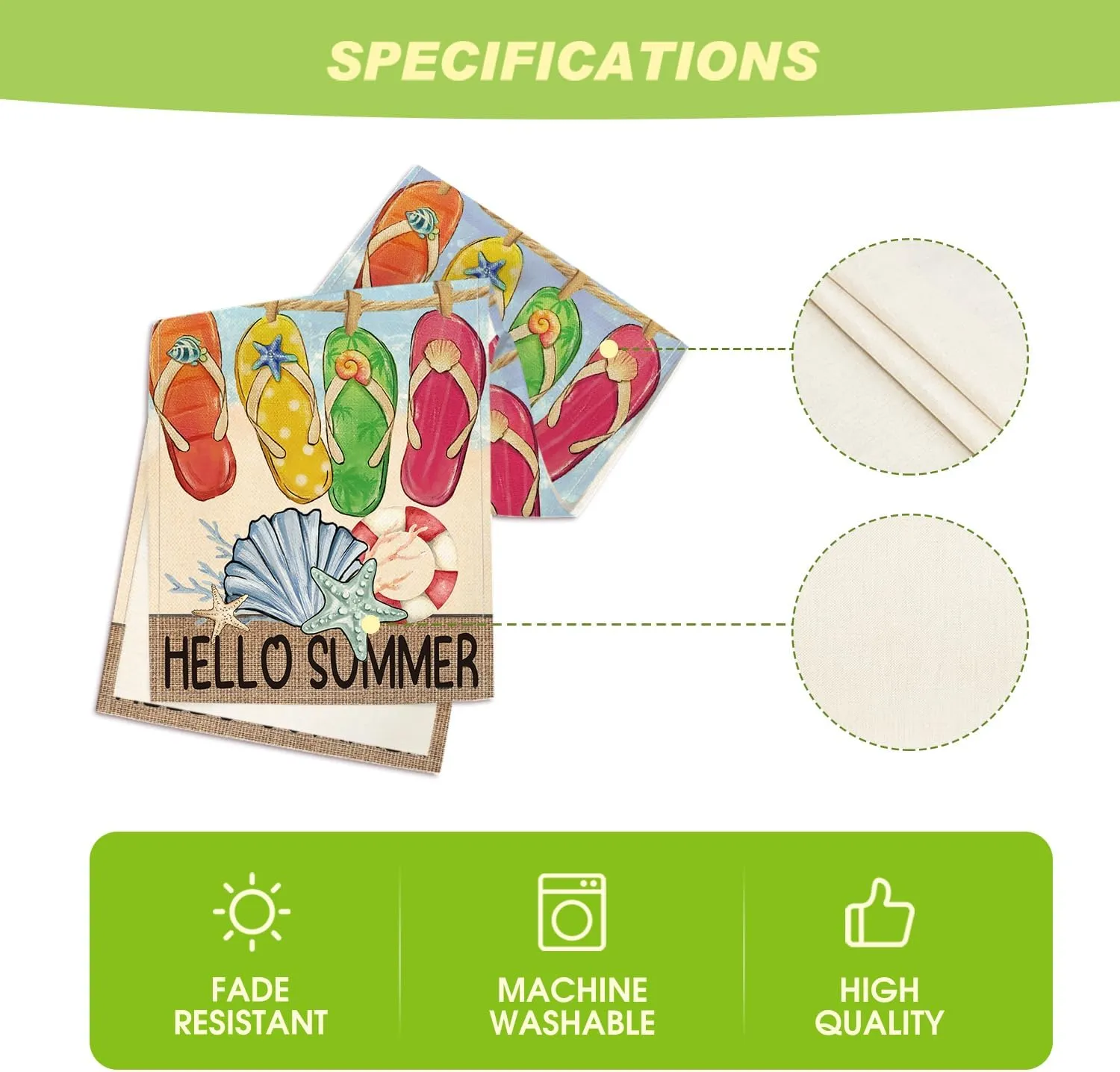 Artoid Mode Flip Flops Seaside Themed Beach Summer Table Runner, Starfish Seasonal Kitchen Dining Table Decoration for Home Party Decor 13x108 Inch