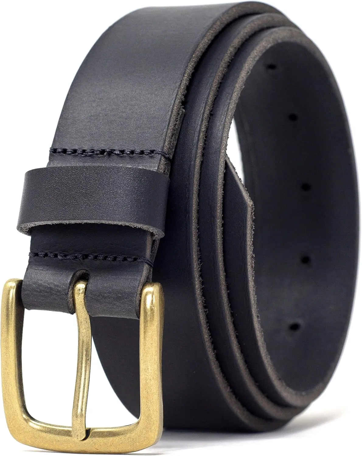 Ashford Ridge Made in England 34mm Full Hide Leather Belt with Brass Colour Buckle