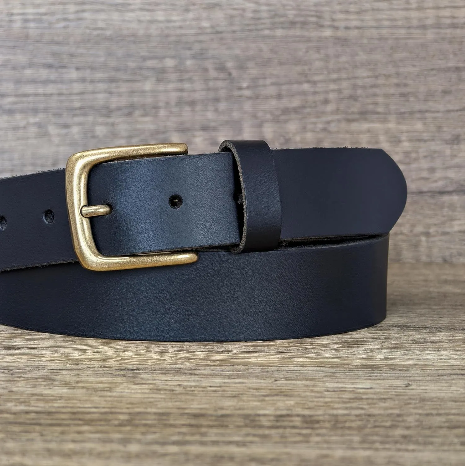 Ashford Ridge Made in England 34mm Full Hide Leather Belt with Brass Colour Buckle