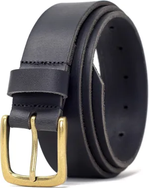 Ashford Ridge Made in England 34mm Full Hide Leather Belt with Brass Colour Buckle