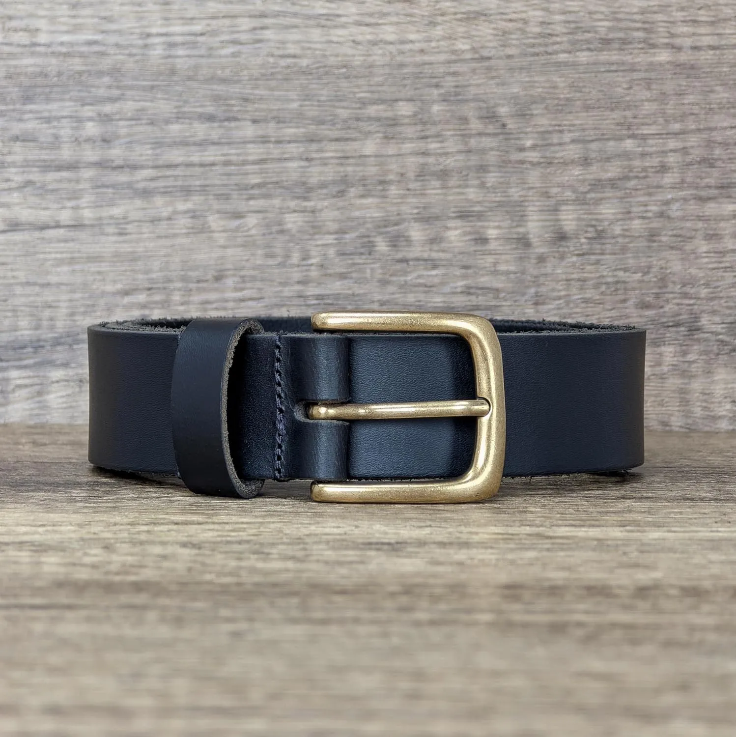 Ashford Ridge Made in England 34mm Full Hide Leather Belt with Brass Colour Buckle