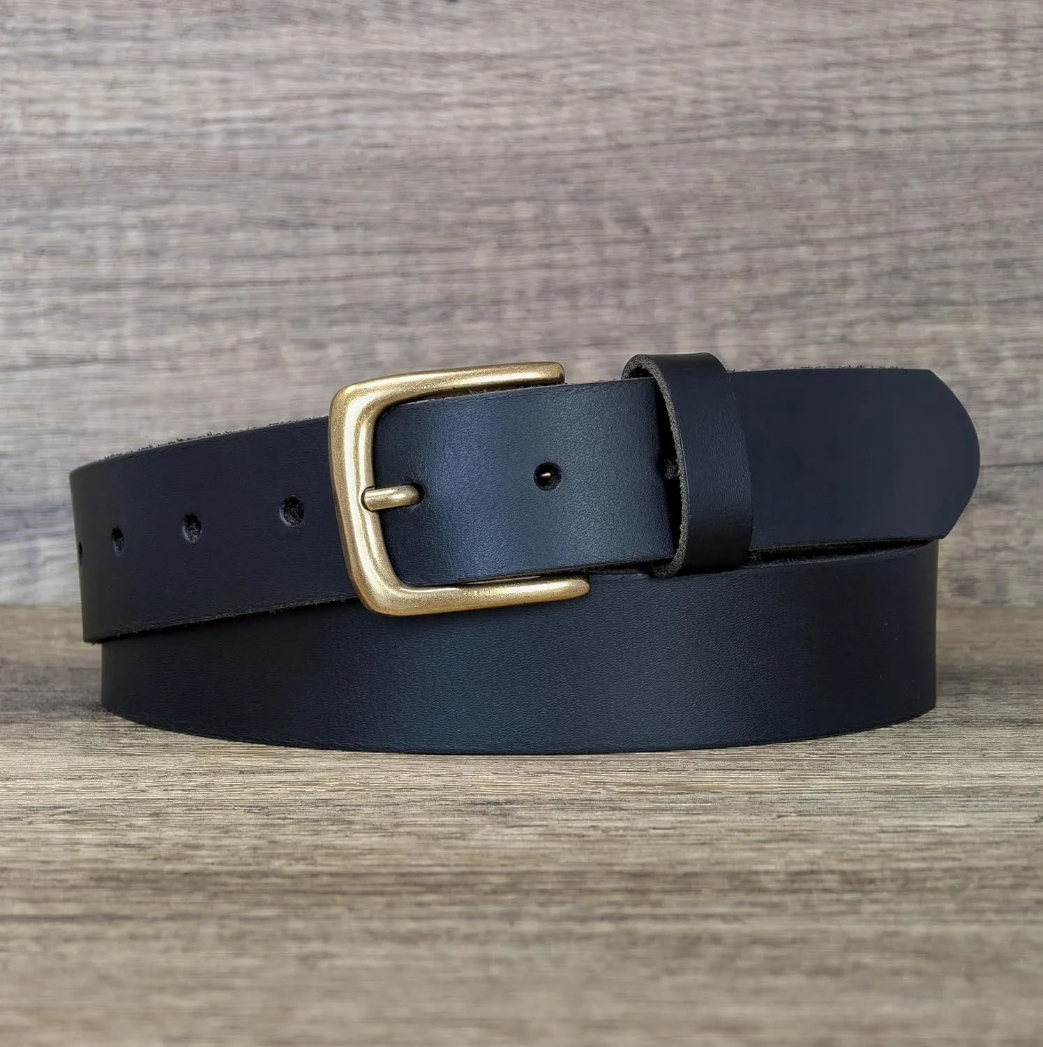 Ashford Ridge Made in England 34mm Full Hide Leather Belt with Brass Colour Buckle
