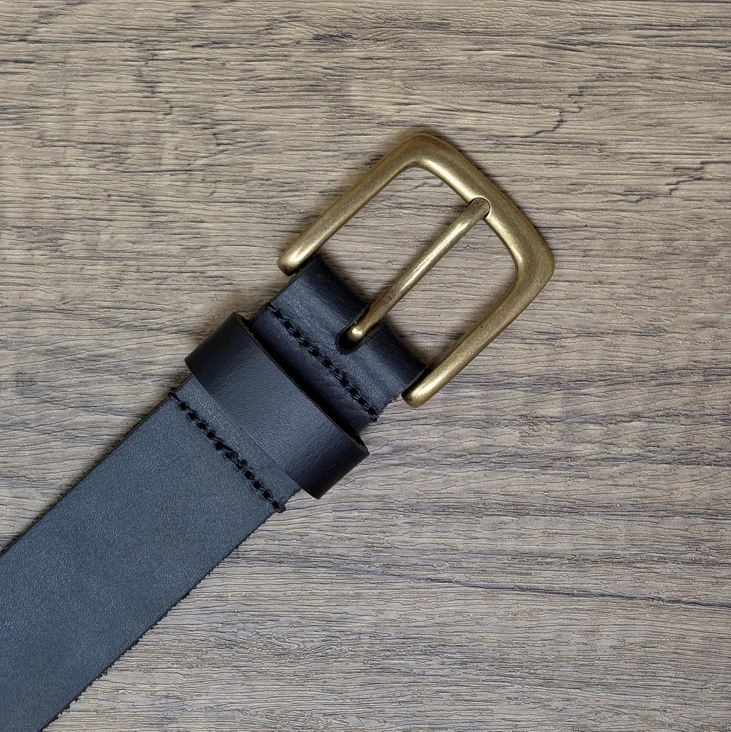 Ashford Ridge Made in England 34mm Full Hide Leather Belt with Brass Colour Buckle