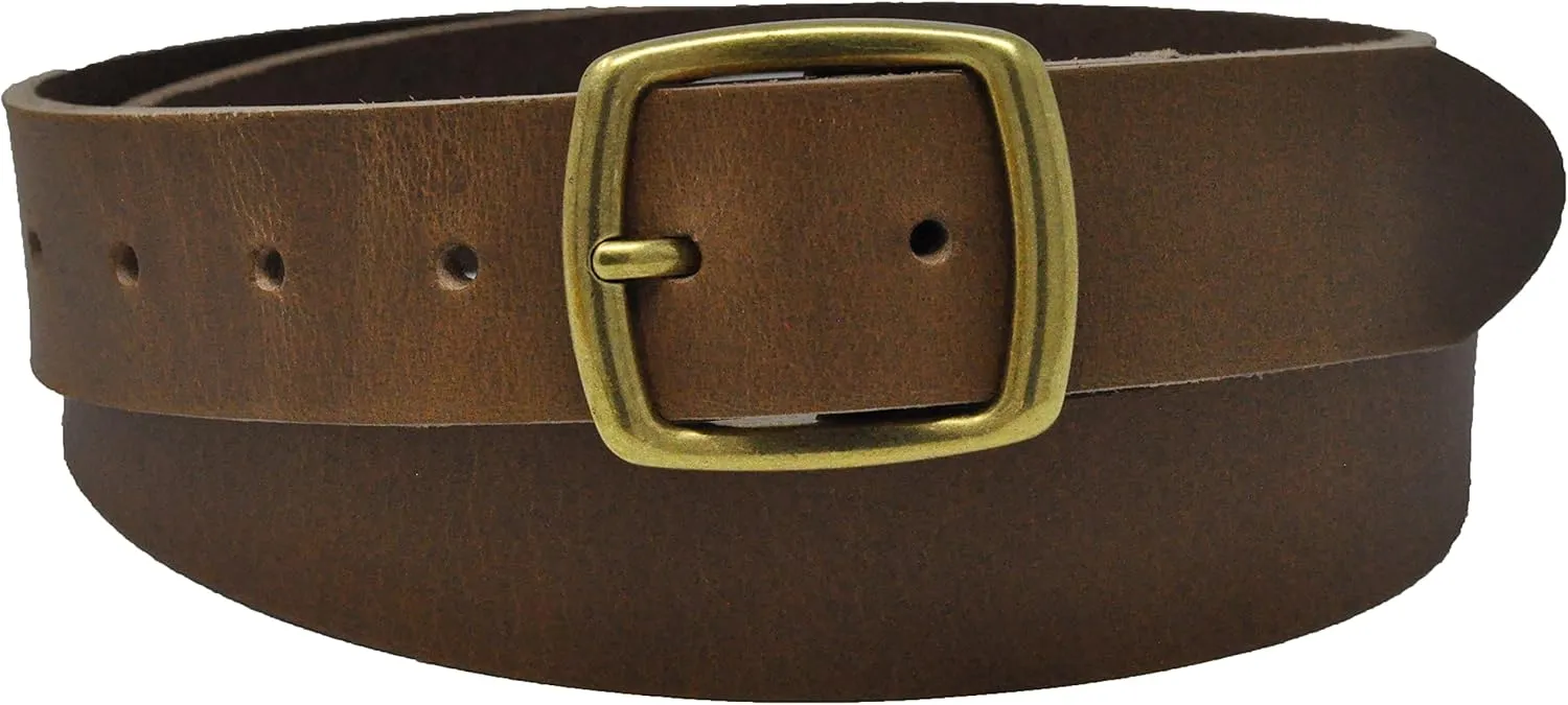 Ashford Ridge Made in England 34mm Full Hide Leather Belt with Brass Colour Full Buckle