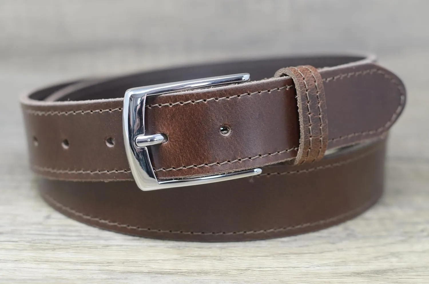 Ashford Ridge Made in England 34mm Full Leather Edge Stitched Belt with Classic Buckle