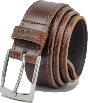 Ashford Ridge Made in England 34mm Full Leather Edge Stitched Belt with Classic Buckle