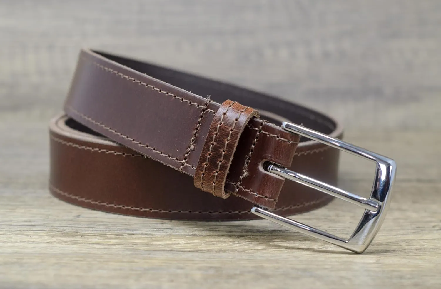 Ashford Ridge Made in England 34mm Full Leather Edge Stitched Belt with Classic Buckle