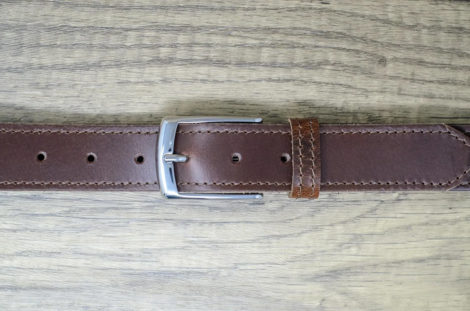 Ashford Ridge Made in England 34mm Full Leather Edge Stitched Belt with Classic Buckle