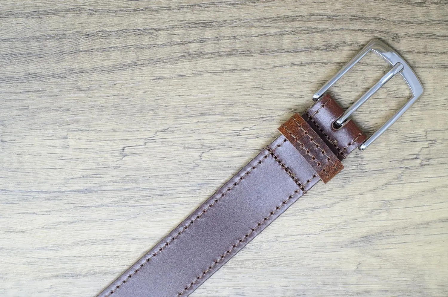 Ashford Ridge Made in England 34mm Full Leather Edge Stitched Belt with Classic Buckle