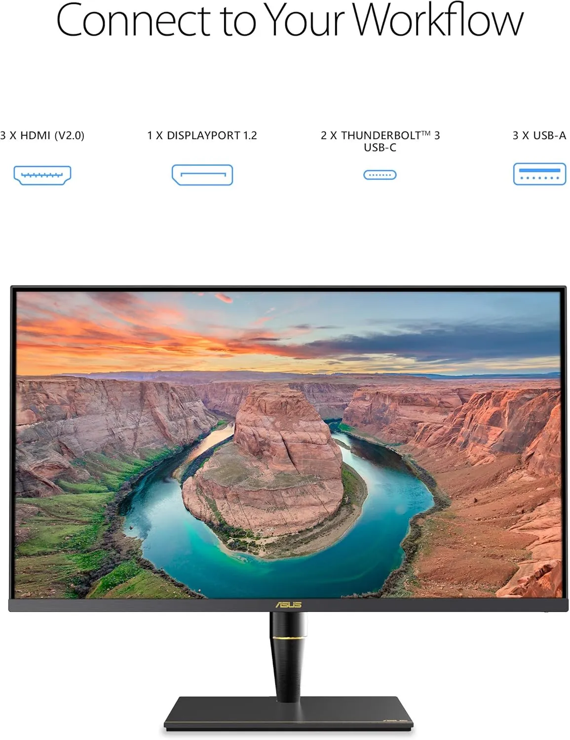 ASUS ProArt Display PA32UCX-PK 32” 4K HDR PC Monitor, 99% DCI-P3 99.5% Adobe RGB, DeltaE<1, 10-bit, IPS, Thunderbolt 3 USB-C HDMI, 1200nits, w/X-rite Calibrator, Compatible with Laptop & Mac Monitor