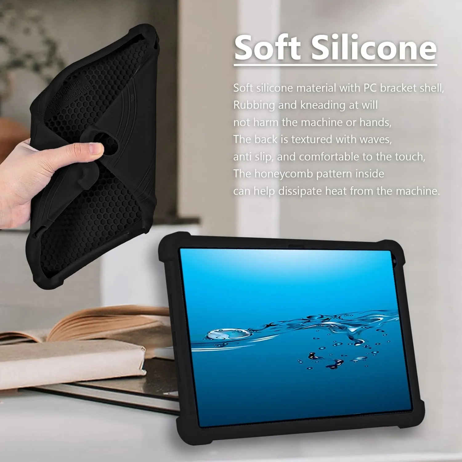 ATOOZ for Urao C107 Tablet Case 10.1 inch,Soft Silicone Kids Case for Urao 10.1 inch Tablet 2025 with Stand (Black)