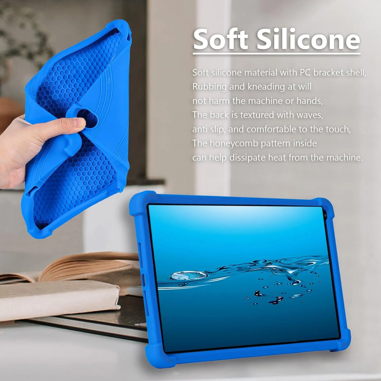 ATOOZ for Urao C107 Tablet Case 10.1 inch,Soft Silicone Kids Case for Urao 10.1 inch Tablet 2025 with Stand (Blue)
