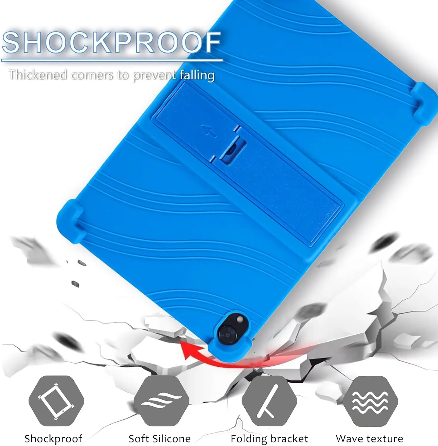 ATOOZ for Urao C107 Tablet Case 10.1 inch,Soft Silicone Kids Case for Urao 10.1 inch Tablet 2025 with Stand (Blue)