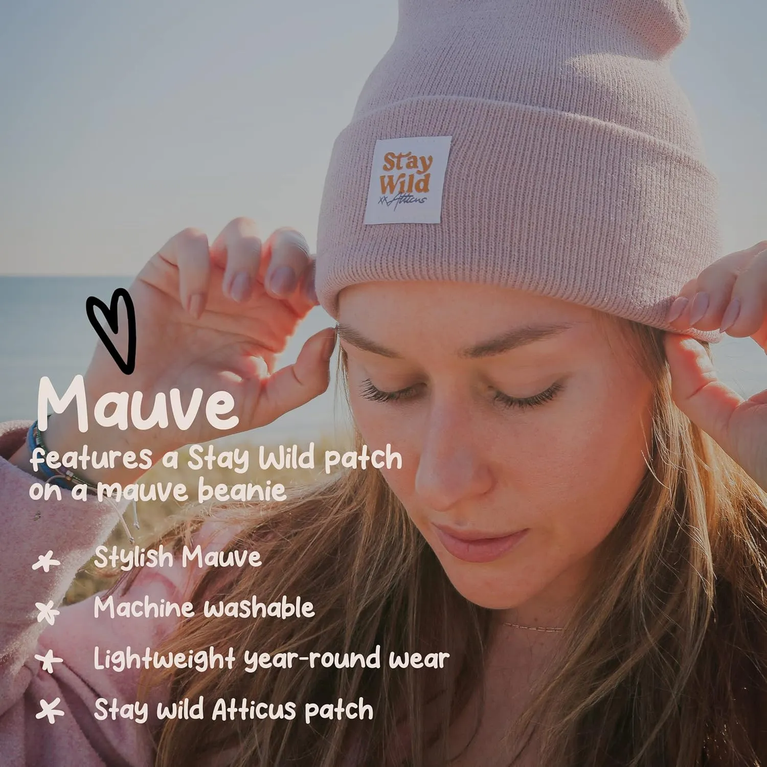 Atticus Poetry Cuffed Beanie for Women, Lightweight Acrylic Beanie for Year Round Wear - with Patch or Embroidered- One Size