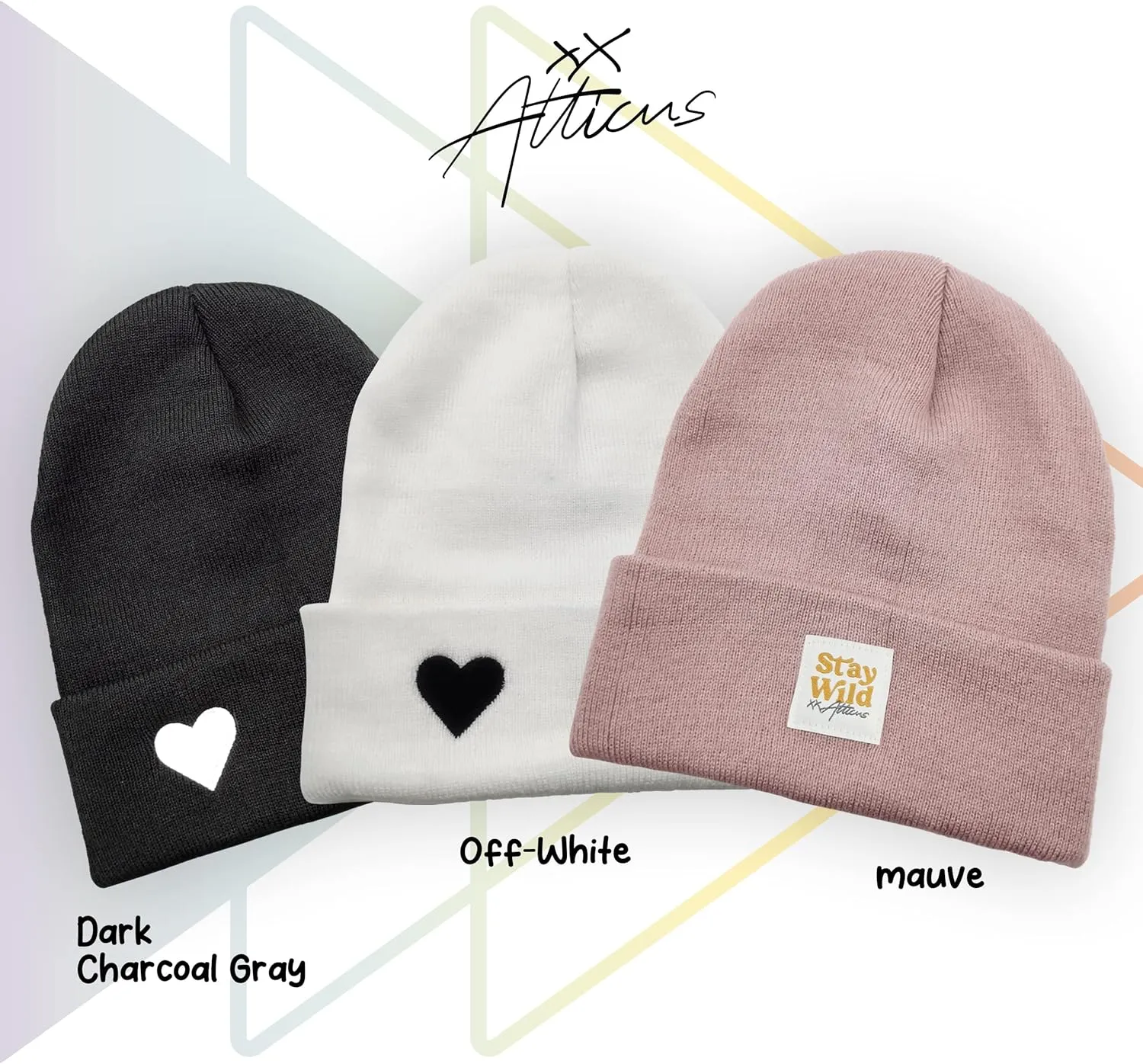 Atticus Poetry Cuffed Beanie for Women, Lightweight Acrylic Beanie for Year Round Wear - with Patch or Embroidered- One Size