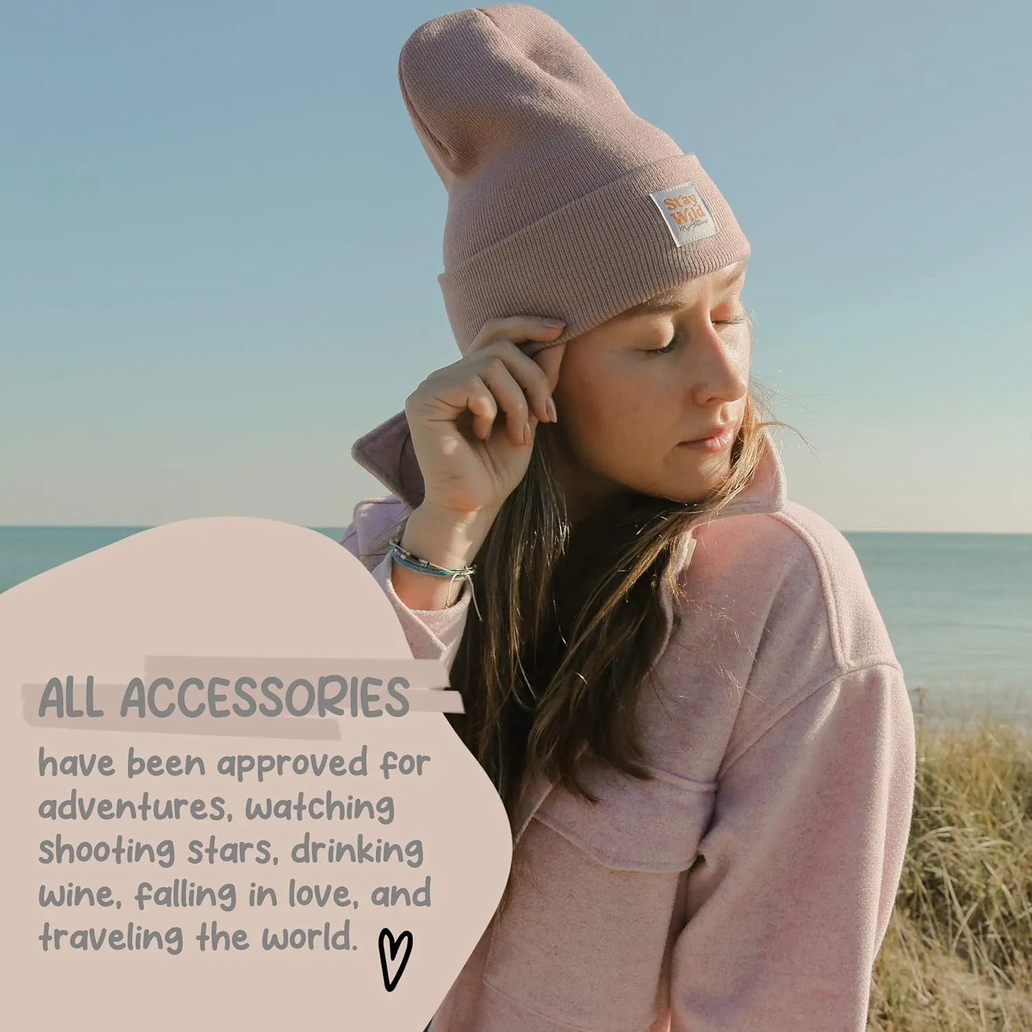 Atticus Poetry Cuffed Beanie for Women, Lightweight Acrylic Beanie for Year Round Wear - with Patch or Embroidered- One Size