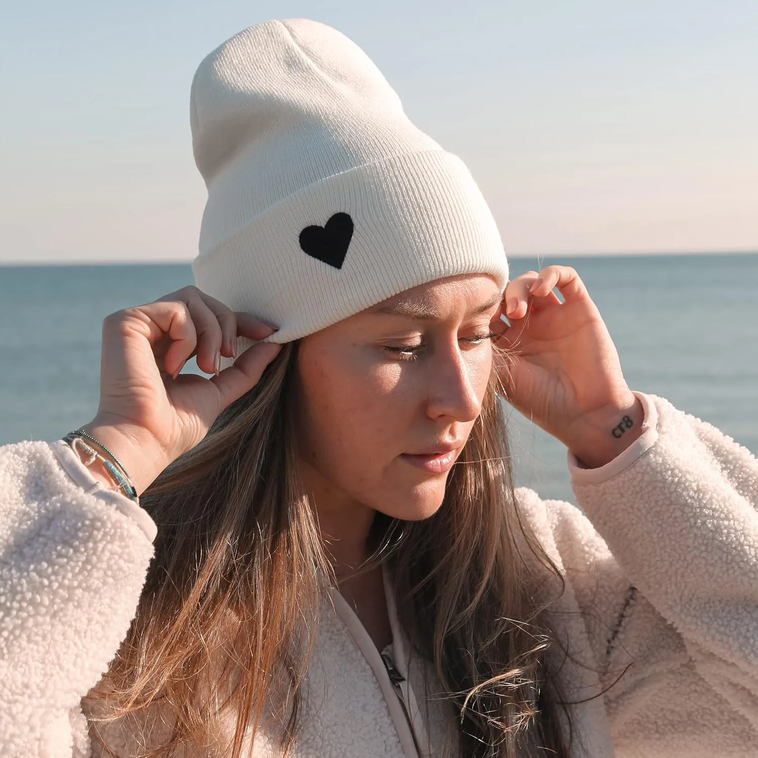 Atticus Poetry Cuffed Beanie for Women, Lightweight Acrylic Beanie for Year Round Wear - with Patch or Embroidered- One Size