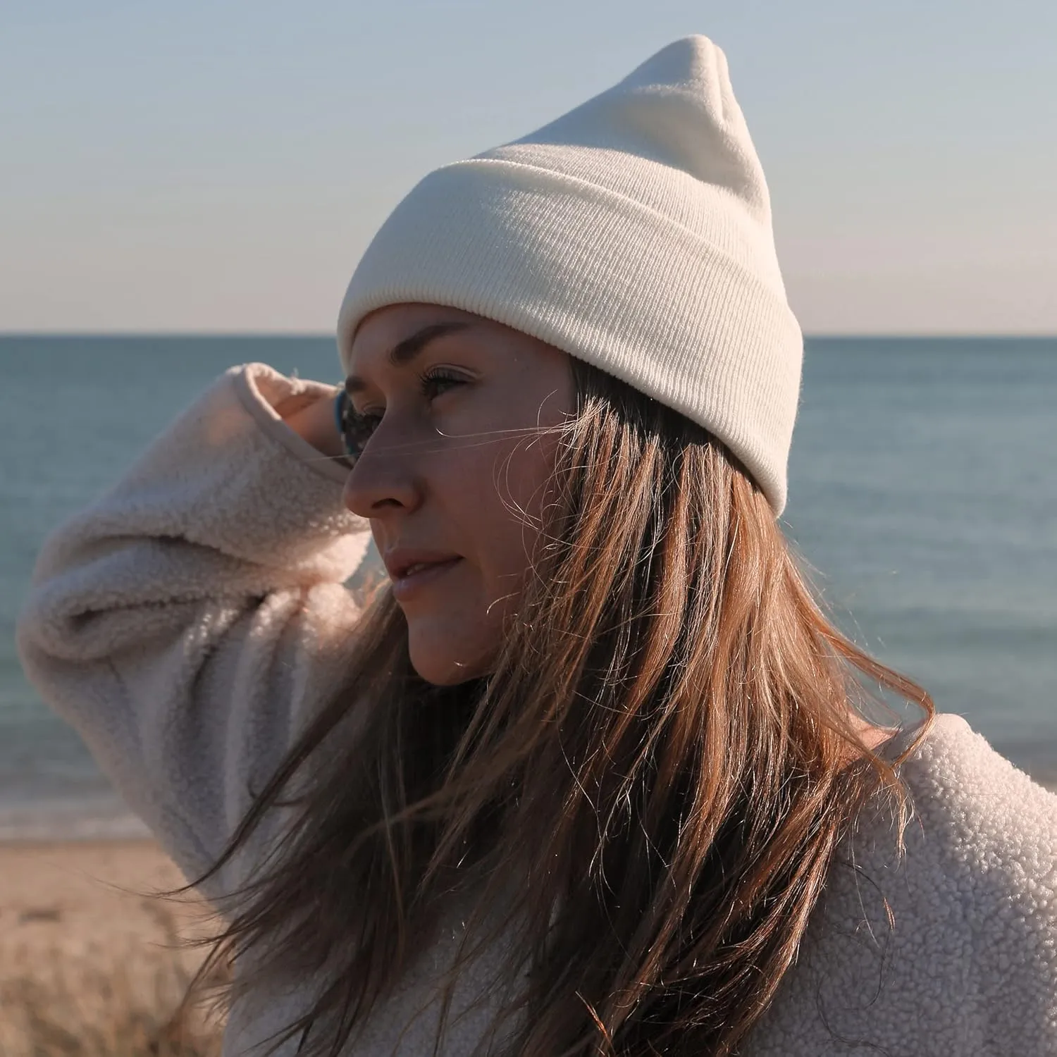 Atticus Poetry Cuffed Beanie for Women, Lightweight Acrylic Beanie for Year Round Wear - with Patch or Embroidered- One Size