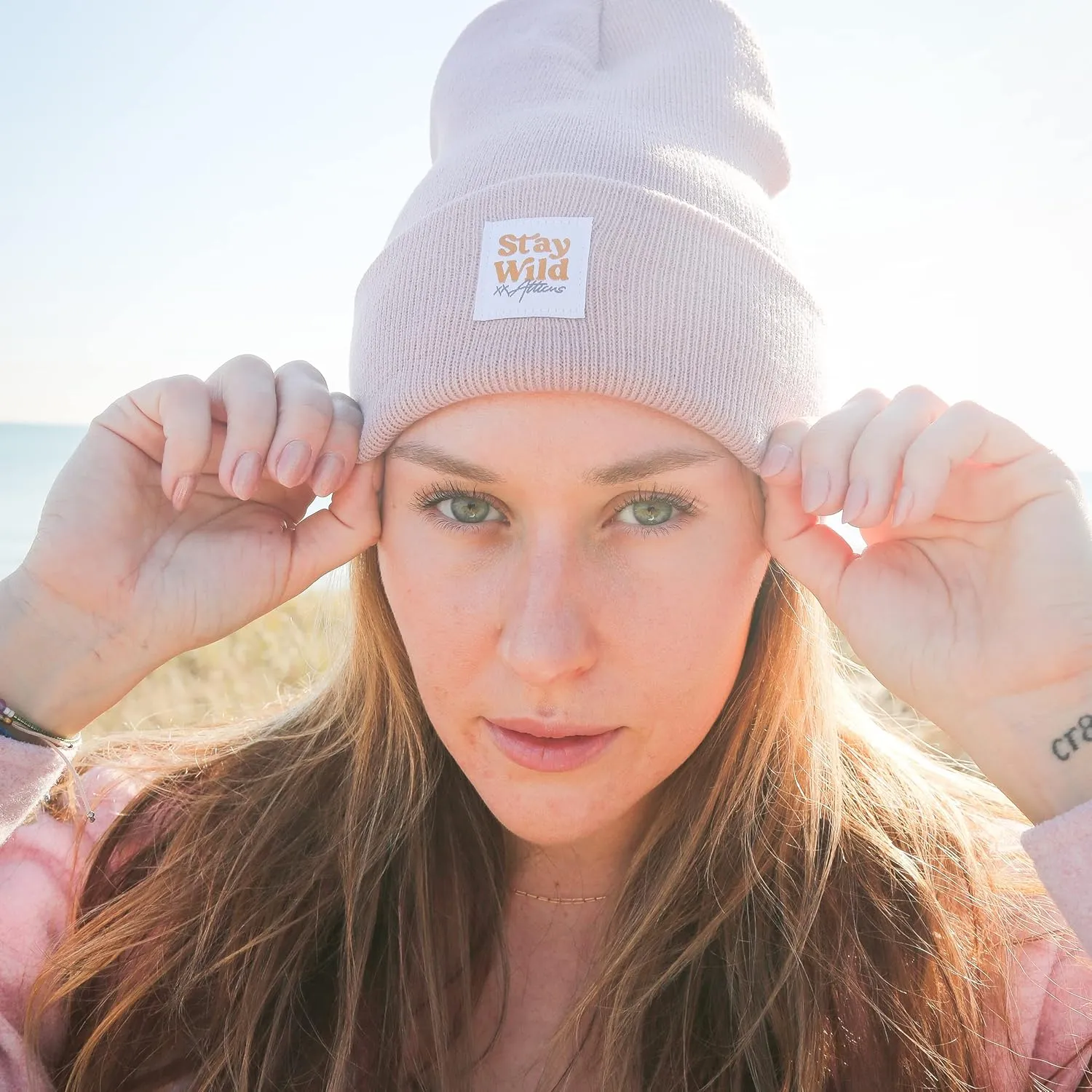 Atticus Poetry Cuffed Beanie for Women, Lightweight Acrylic Beanie for Year Round Wear - with Patch or Embroidered- One Size