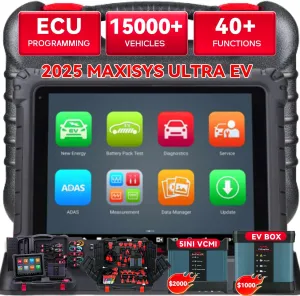 Autel Scanner MaxiSys Ultra EV 2025 Top Autel OBD2 Scanner EV Intelligent Scan Tool with EVDiag Box, High-Voltage & Battery Pack Analysis 5-in-1 VCMI, Topology, ECU Coding Advanced MS919 MS909