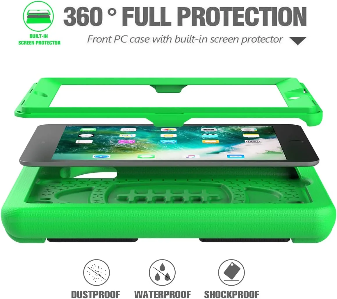 AVAWO Kids Case for iPad mini 1 2 3 - Built-in Screen Protector Light Weight Shock Proof Handle Stand Kids Cover for iPad mini 1st Gen, iPad mini 2nd Gen, iPad mini 3rd Generation - Green