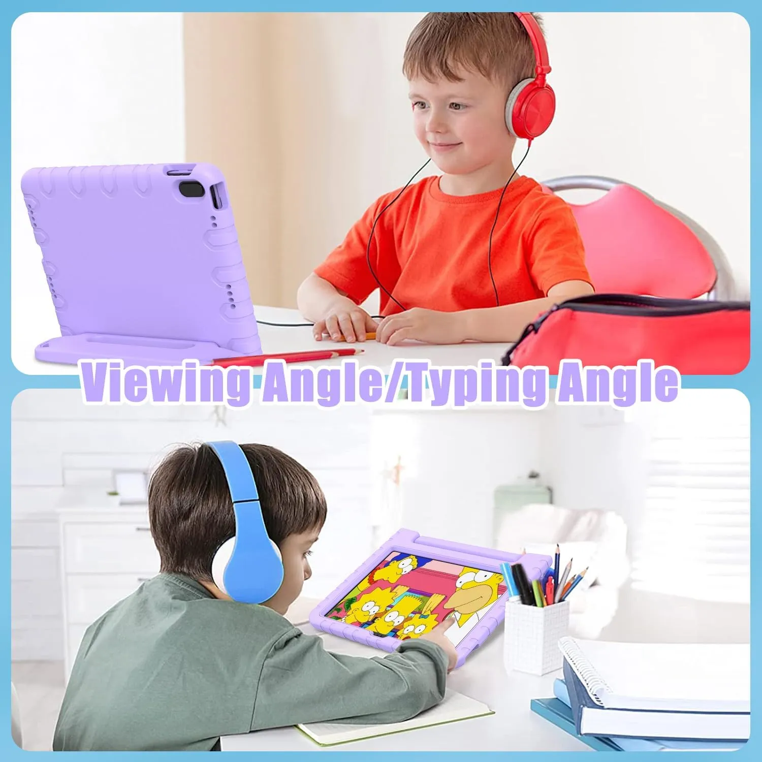 AVAWO Kids Case for New iPad (A16) 11th Generation 11 Inch 2025, iPad 10th Generation 10.9" 2022 with Built-in Screen Protector Shockproof Lightweight Handle Cover for i Pad 10/11 Gen, Light Purple