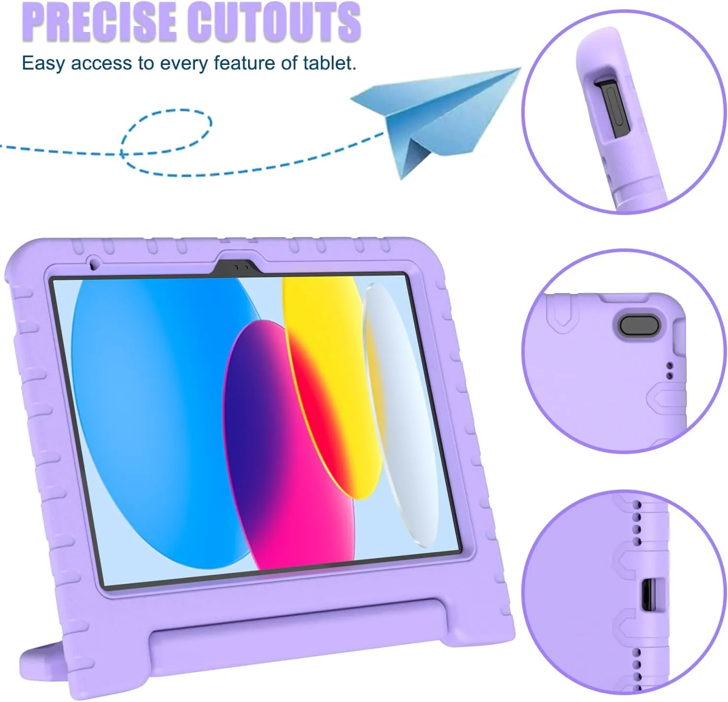 AVAWO Kids Case for New iPad (A16) 11th Generation 11 Inch 2025, iPad 10th Generation 10.9" 2022 with Built-in Screen Protector Shockproof Lightweight Handle Cover for i Pad 10/11 Gen, Light Purple