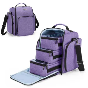 BAFASO Nail Polish Organizer Holds 72 Bottles (15ml - 0.5 fl.oz), Large Nail Polish Case with 3 Removable Pouches and Multiple Storage Sections (Patented Design), Purple