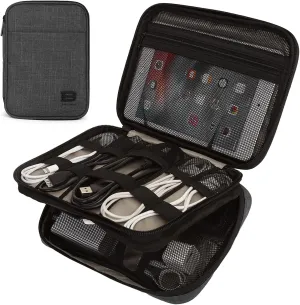 BAGSMART Electronic Organizer,Travel Cable Organizer,Double Layer Electronics Accessories Bag for Tablet 7.9",USB Drive,Cords,Black