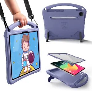 Bam Bino Space Suit Rugged Kids Case for Apple iPad Pro 13 M4, iPad Air 13 M2/M3 (2024/2025) Case for Kids with Built-in Screen Protector, Handle, Stand, Pencil Holder, Shoulder Strap (Nebula Violet)