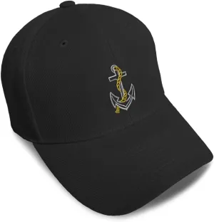 Baseball Caps for Men & Women Embroidered Nautical Anchor Outline Ladies & Men Baseball Hats Acrylic