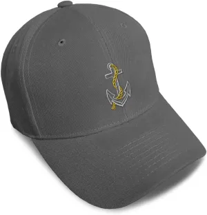 Baseball Caps for Men & Women Embroidered Nautical Anchor Outline Ladies & Men Baseball Hats Acrylic